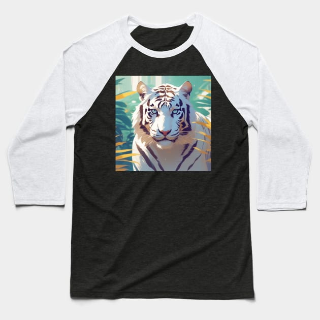 Royal White Tiger Baseball T-Shirt by Spaceboyishere